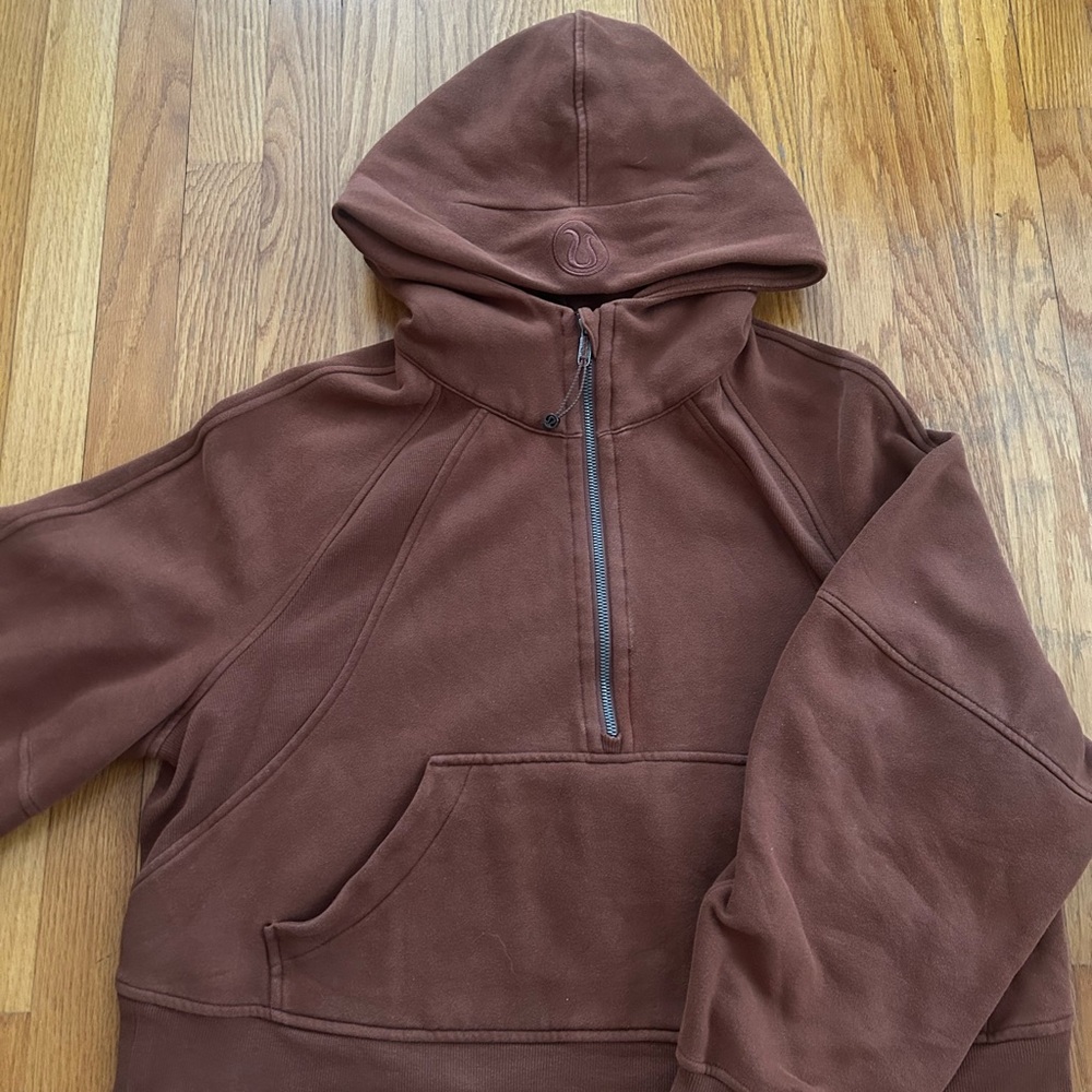 lululemon 1/2 zip scuba roasted brown